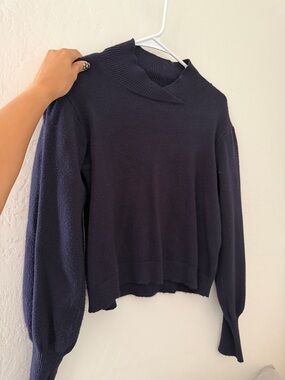 Philosophy Navy Crewneck Sweater - Classic Rib Trim